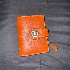 Leather Wallet with Floral Button